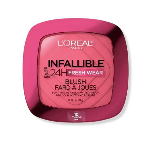L’Oréal Paris L'Oreal Paris Infallible Up to 24H Fresh Wear Soft Matte Blush, Blendable, Long-Lasting and Waterproof Cheek Make Up, Confident Pink 10, 0.31 Oz