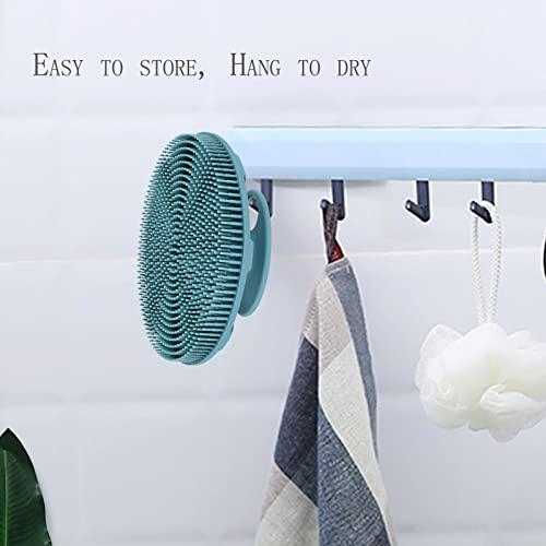 INNERNEED INNERNEED Food-Grade Soft Silicone Body Scrubber Shower Brush Handheld Cleansing Skin Brush, Gentle Exfoliating and Lather Well (Dark Green)