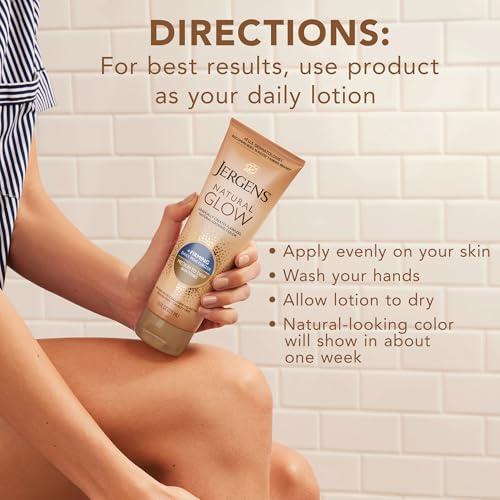 Jergens Jergens Natural Glow +Firming Self Tanner Body Lotion, Medium to Deep Skin Tone, Sunless Tanning Moisturizer with Collagen and Elastin, Helps to Visibly Reduce Cellulite, 7.5 Oz, Pack of 2