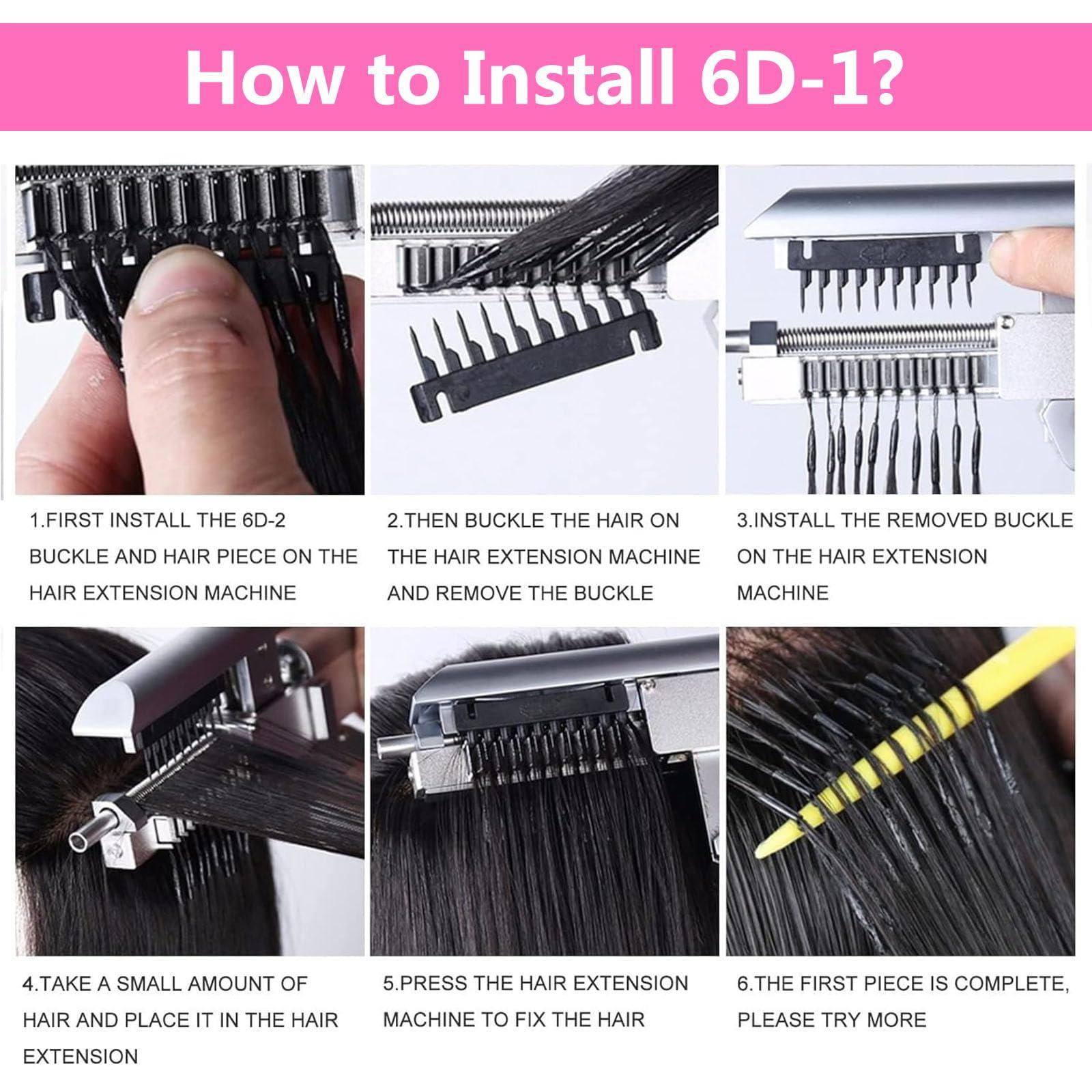 Generic 6d Hair Extensions Machine Kit 100% Human Hair, No-Trace Hair Extension/10-pin Invisible Seamless Hair Extension Fast Installation and Removal, Easy to Use - 1 Row 10 Bundles