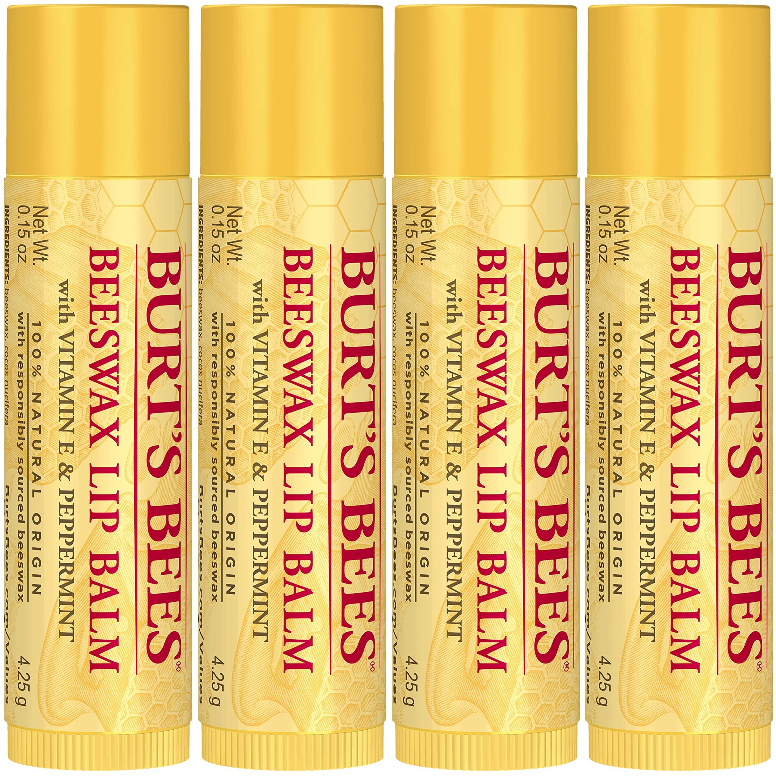 Burt\'s Bees Beeswax Lip Balm Pack by Burts Bees for Unisex - 4 x 0.15 oz Lip Balm