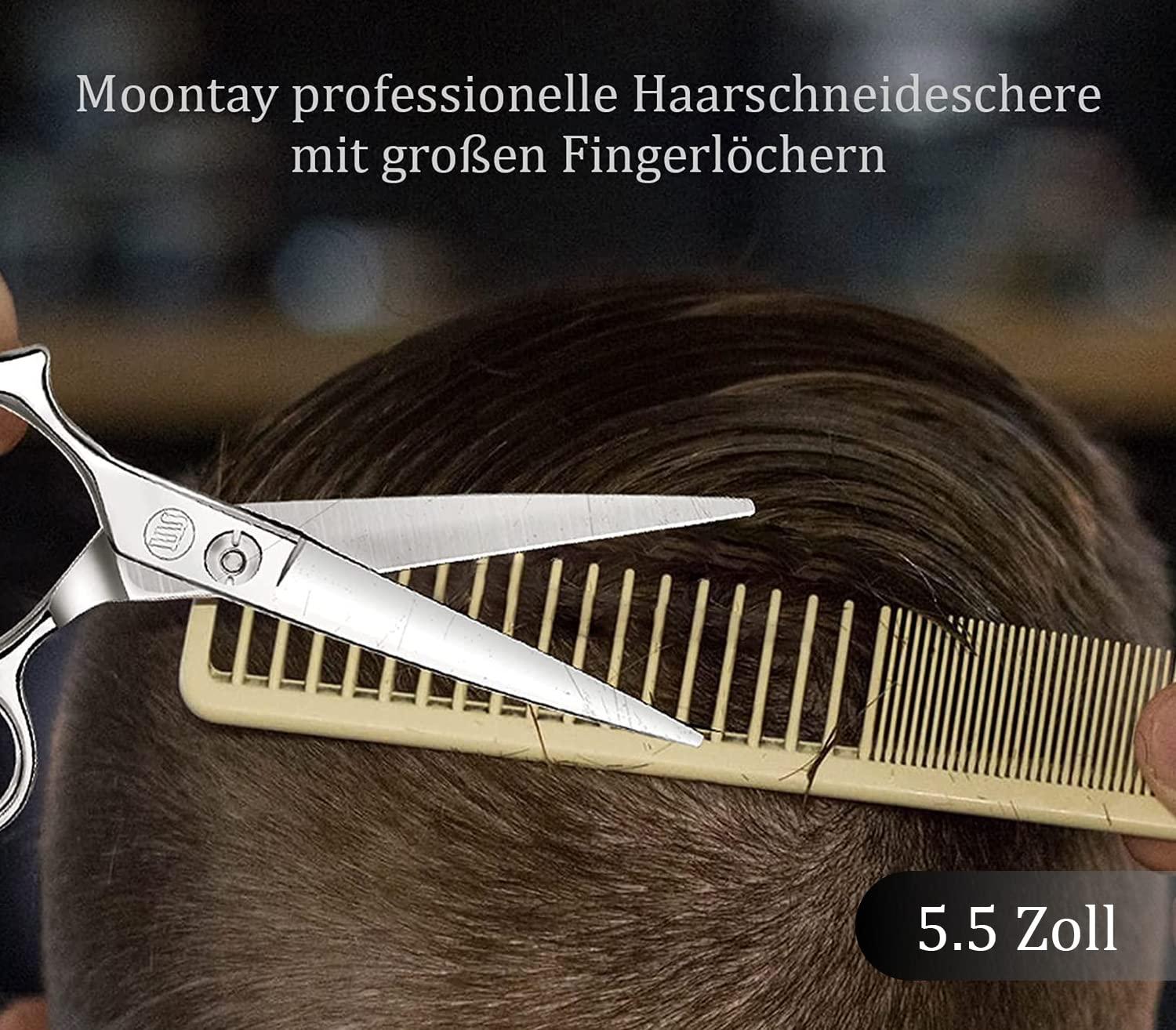 Moontay Moontay 5.5" Hair Cutting Shears with Large Finger Holes, Professional Barber Stylist Scissors, Salon Hair Cutting Scissors, 440C Japanese Stainless Steel, Silver