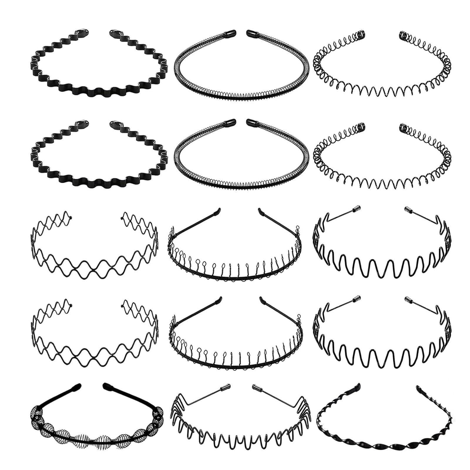 Generic Metal Hair Band for Men Spring Hair Hoop Washing Face Mask Fashion Simple Elastic Headband Headbands for Women Girls