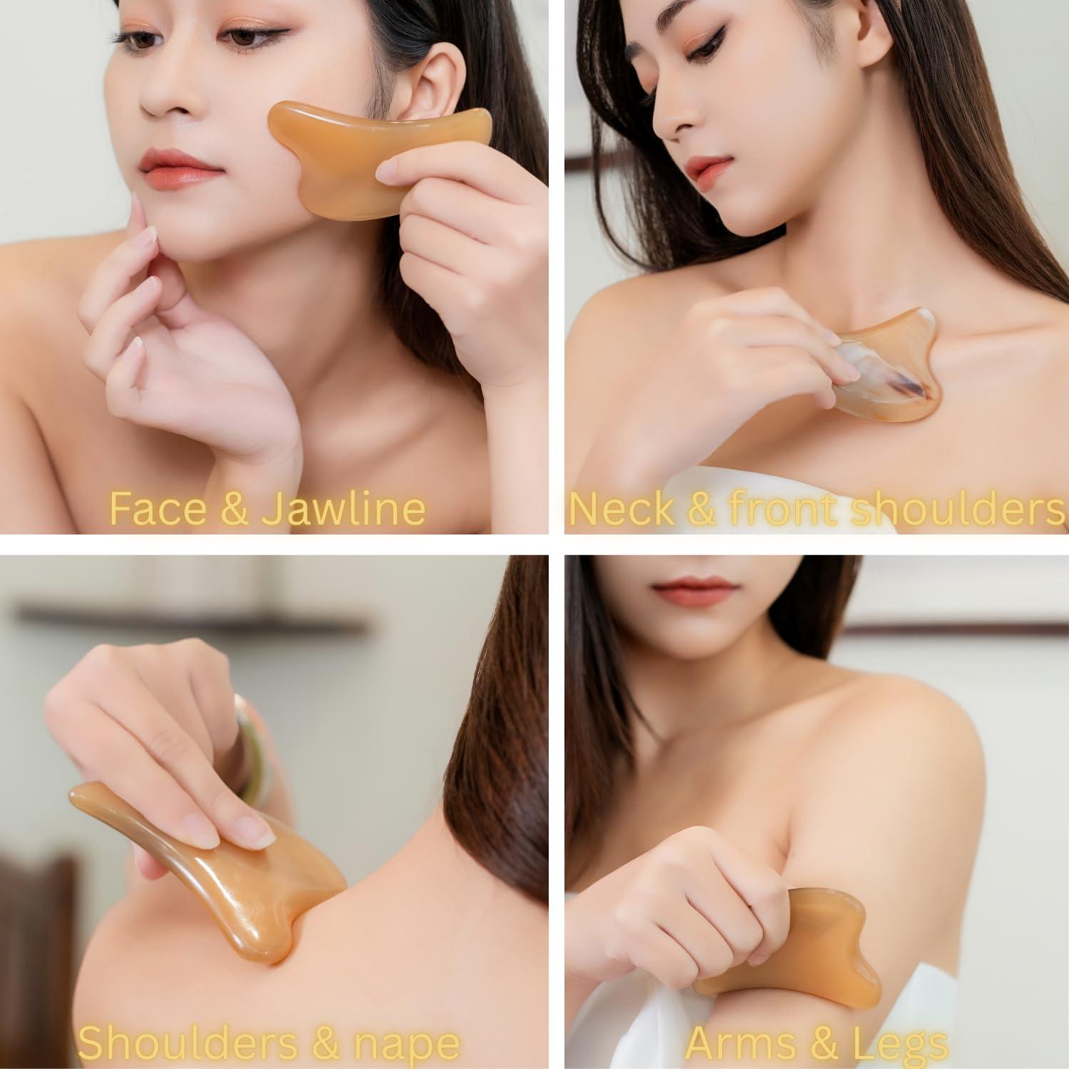 ARTINIQUE ARTINIQUE Gua Sha, Gua Sha Facial Tools, Guasha Tool for Face, Face Massager Tool, Hornheart Gua Sha for Puffiness, Facial Gua Sha Massage for Rejuvenated Skin, Anti-Aging, Effective Wrinkle Reduction