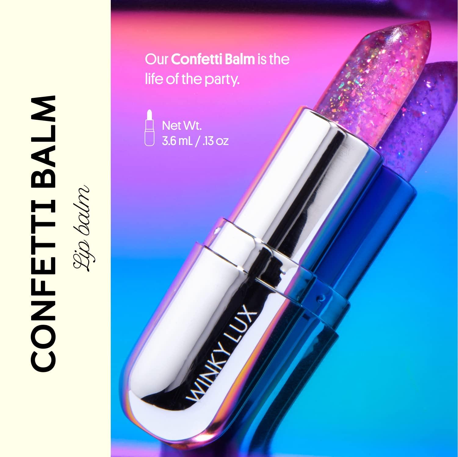 Winky Lux Winky Lux Glitter Confetti Balm, pH Lip Balm, pH Color Changing Lipstick and Tinted Lip Balm, Vegan & Cruelty Free Lip Balm, Hydrate & Plump, Sheer Pink Lipstick, Rainbow & Lavender Confetti
