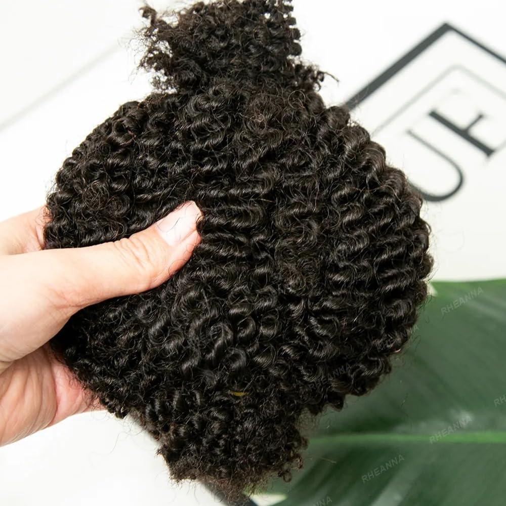RHEANNA RHEANNA Human Afro Kinky Curly Hair For Twist Braids No Weft Double Drawn Twist Hair Extensions Braiding Afro Kinky Bulk Human Hair For Twist 100g/bundle 20\" 20\"