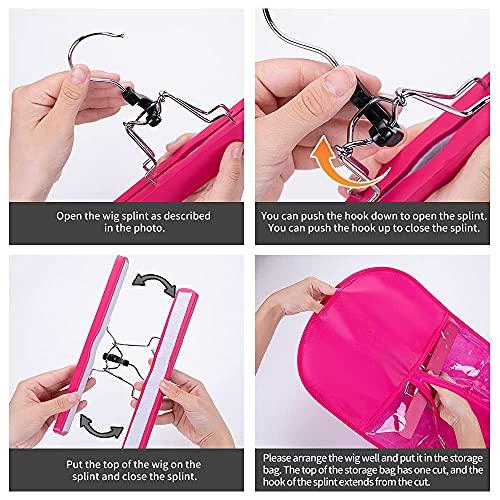 AIHOPESTO 10 PCS Wig Bag Wig Storage for Multiple Wigs Hair Extension Storage Wig Bags Storage with Hanger Anti-slip Hair Extension Holder with Wooden Hanger(5PCS BLACK + 5PCS ROSE)