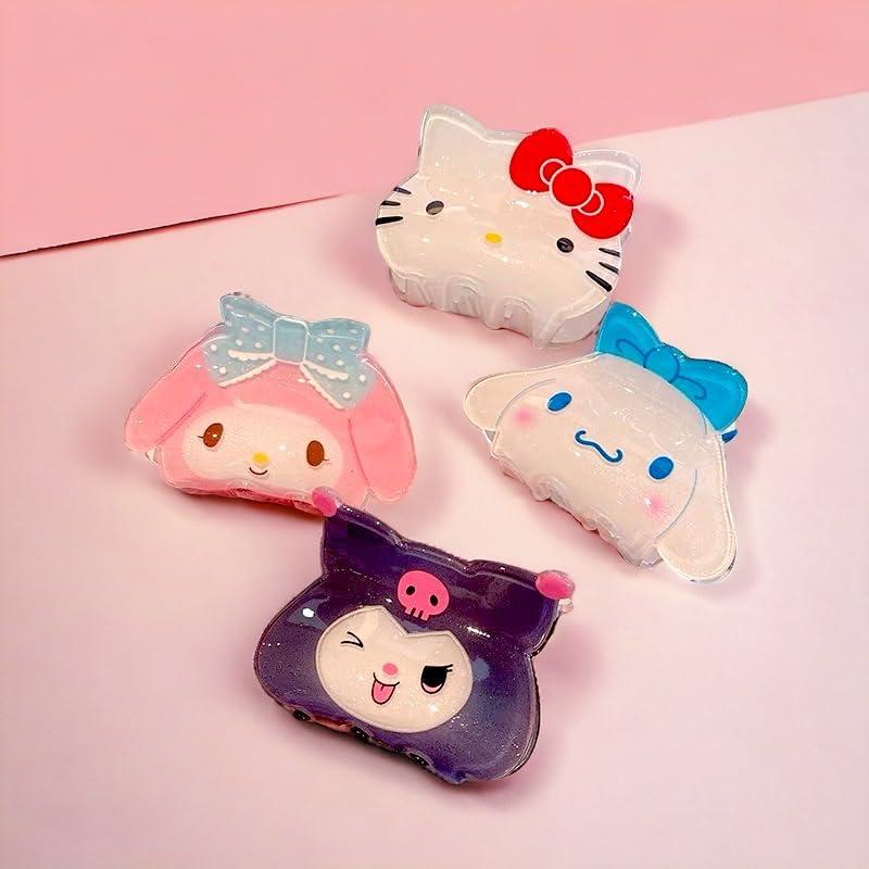 KOZUKI KOZUKI Anime hair clip with glitter KAWAII HAIR STYLE CUTE AND DURABLE (KURO, Silver, 1 Count, Women)