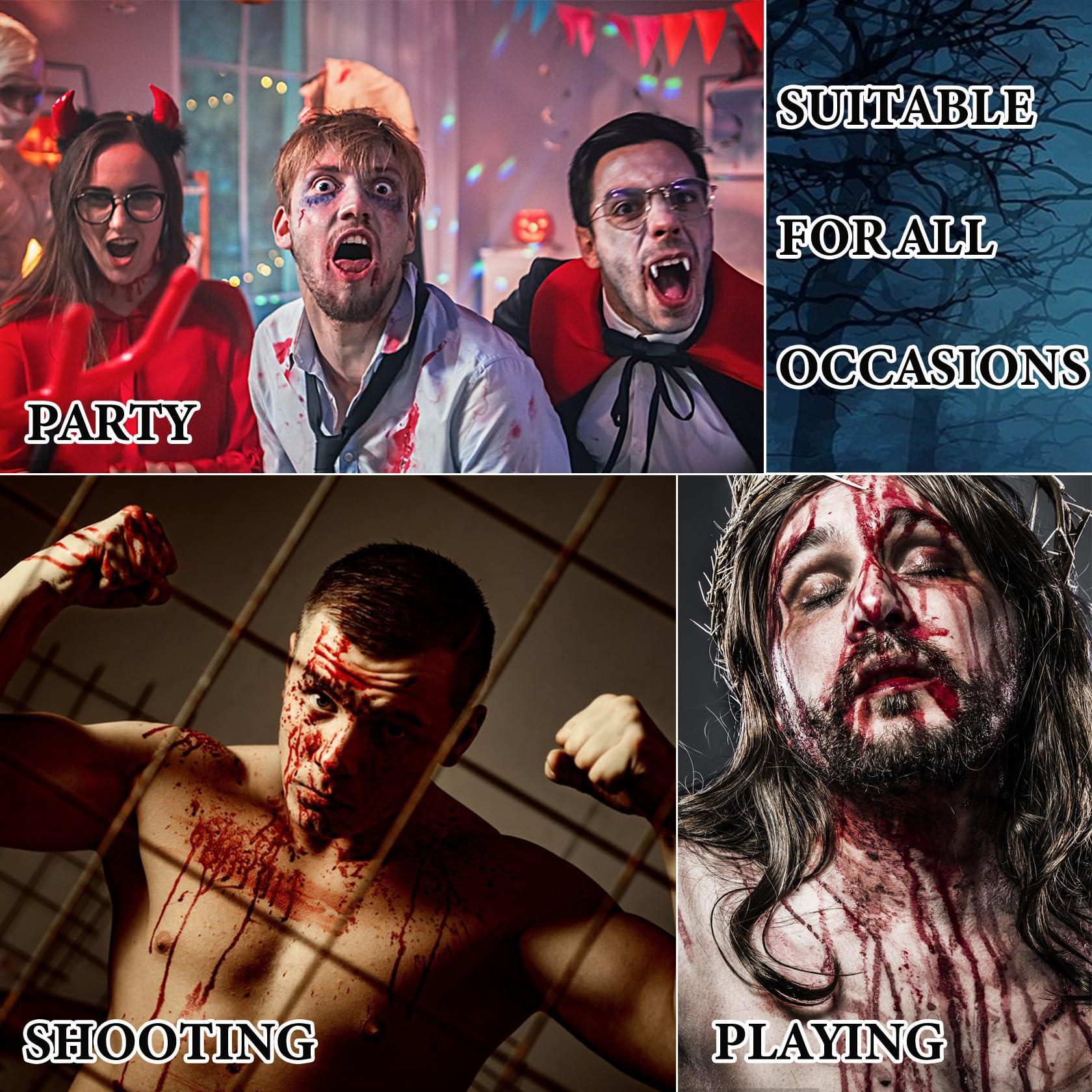 WYBLZPXZ 5 PCS Scar Wax SFX Special Effects Makeup Kit,Fake Blood Washable Spray Makeup,Coagulated Blood Gel with Stainless Steel & Sponge,Halloween Face Body Paint for Vampire Zombie Costumes Makeup