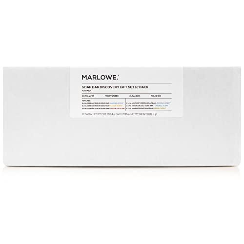 MARLOWE. M BLEND MARLOWE. Soap Bar Discovery Gift Set, Mens Skin Care Variety Selection of Exfoliating Body Scrub, Charcoal, Moisturizing & Polishing Body Bar Soaps for Men, 12 Pack