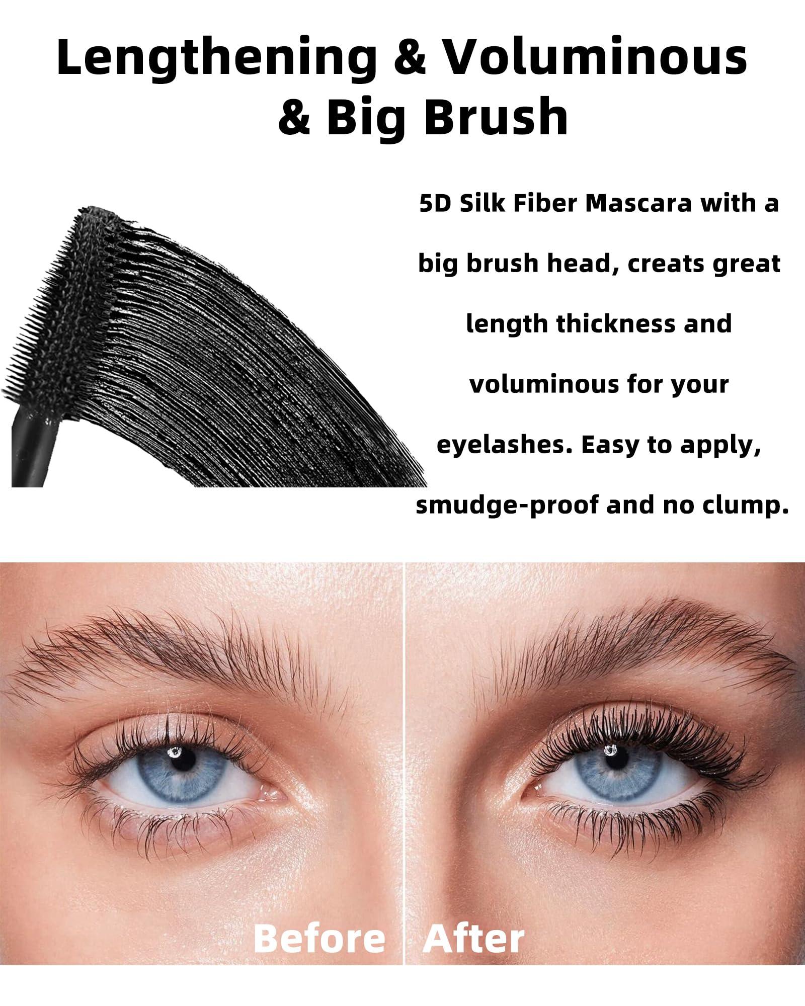 Lestpola Burgundy Mascara Waterproof Tubing Mascara, Volume and Length Voluminous Colored Mascara for Eyelashes, Long Lasting Smudge-proof Lengthening 5D Lash Mascara with Silk Fiber, No Flaking or Clumping