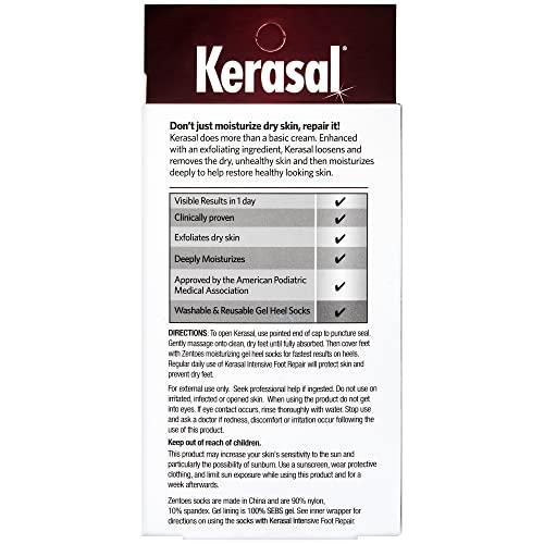 Kerasal Kerasal Intensive Foot Repair Skin Healing Ointment, 1 Oz and Zen Toes Moisturizing Gel Socks, One Pair