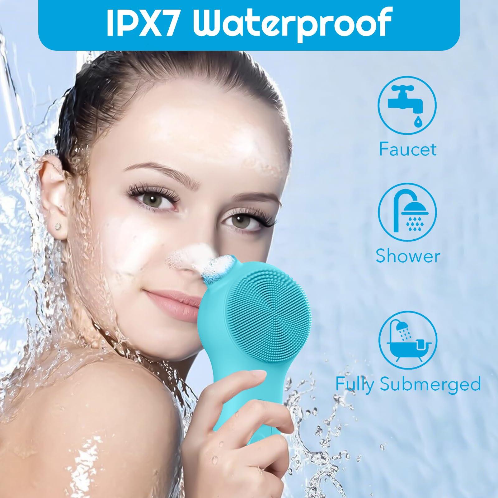 Landmore Landmore Silicone Face Scrubber, Waterproof Facial Cleansing Brush with Red Light Thermal Massage, Electric Face Scrubber with Nose Scrubber Exfoliator for Women/Men Deep Cleansing, Power Exfoliating