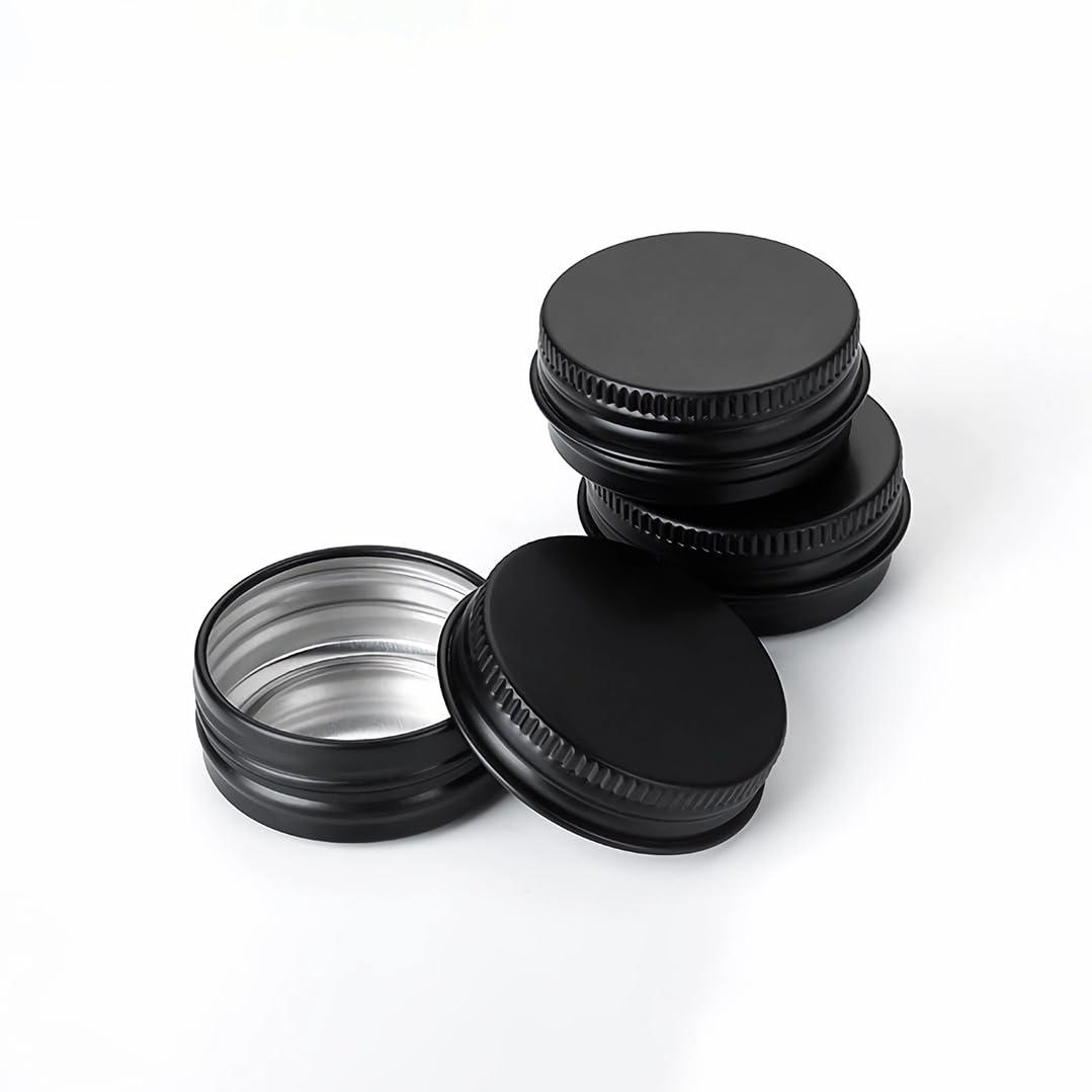 Generic LXLK 48 Pack 15ML Black Aluminum Lip Balm Tins Cans Jars Empty Refillable Containers with Screw Lid Round Travel Storage Cosmetic Storage Bottle for Powder Candle Salve Spice Cream Anti-Leakage