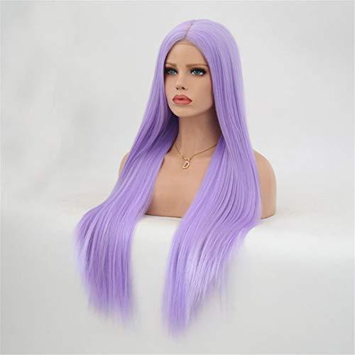 SSJFZM Glueless Synthetic Lace Front Wigs Long Straight Purple Wigs For Black/White Women High Temperature Hair Wigs 18inches