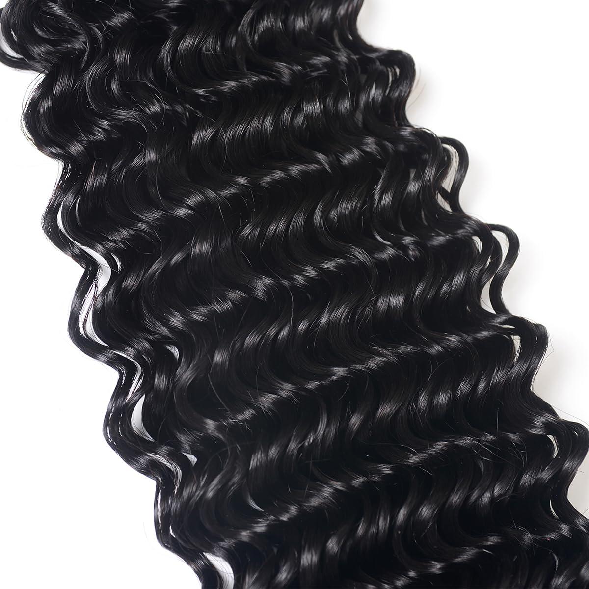 beauty youth Beauty Youth Deep Curly Human Hair 3 Bundles(16 14 12inch)100% Unprocessed Brazilian Virgin Deep Wave Hair Weave 3 Bundles Human Hair Deep Curly Hair Extensions Natural Color