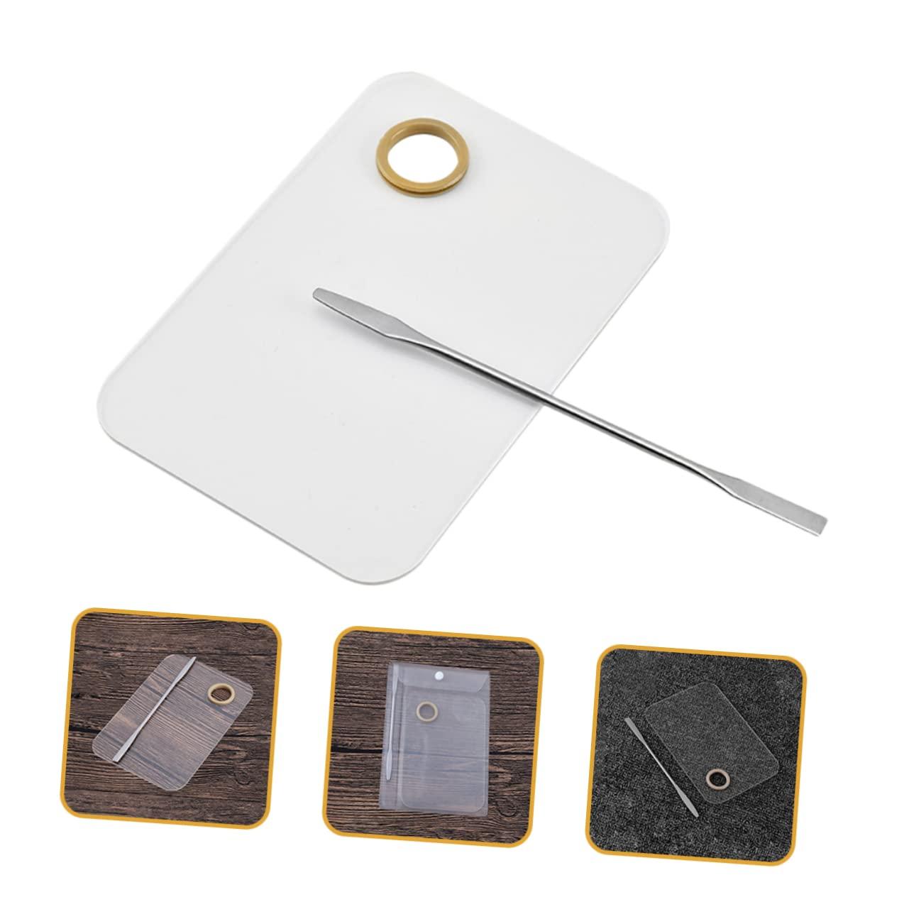 VINTORKY VINTORKY 2 Sets Beauty Palette Cosmetic Mixing Plate Makeup Artist Tool Mixing Palette Cosmetic Spatula Makeup Palette Makeup Hand Mixing Tray Makeup Plate Kit Artist Mixing White Acrylic