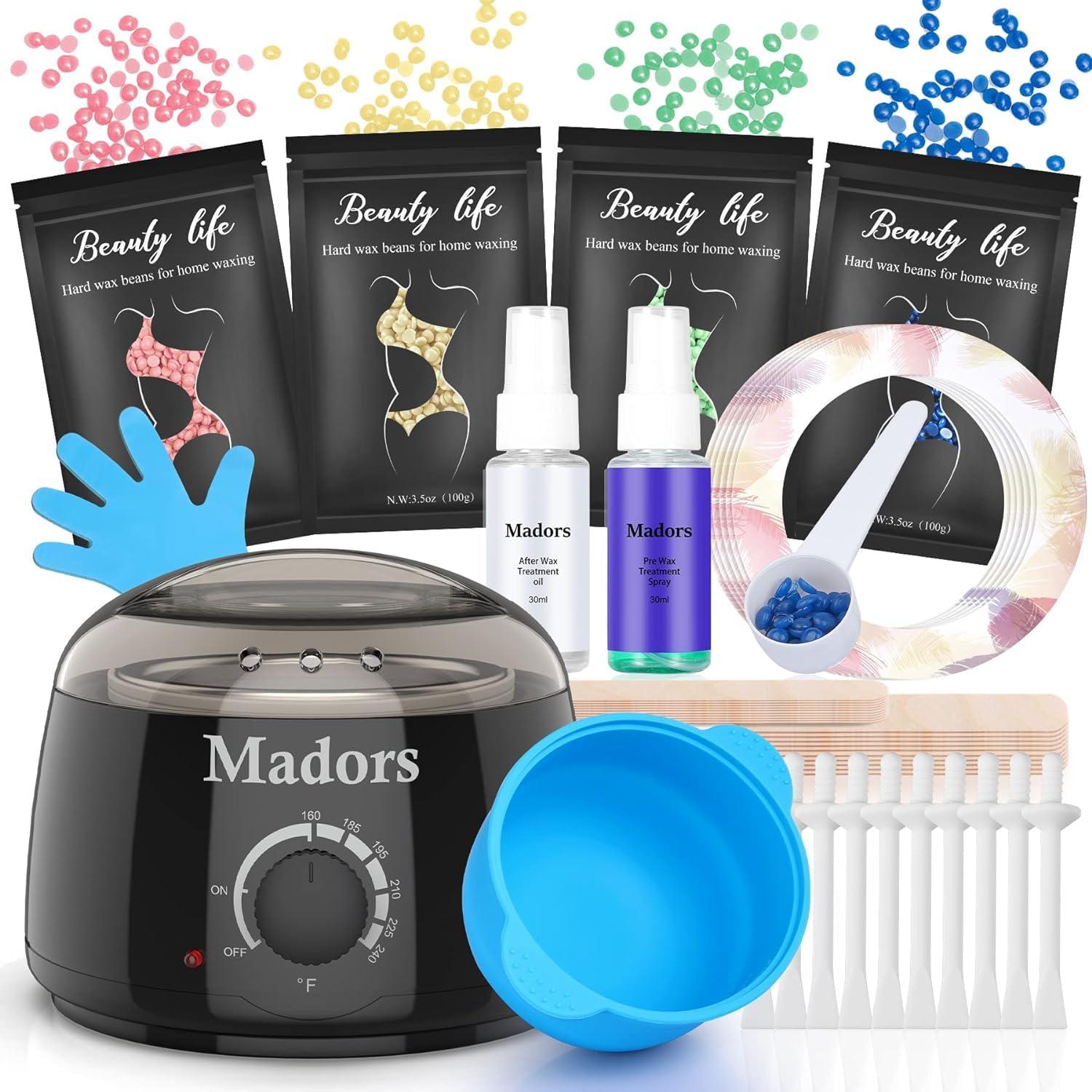 Madors Waxing Kit for Women Madors Wax Warmer Hair Removal Kit with Intelligent Temperature Control Wax Machine and Hard Wax Beads