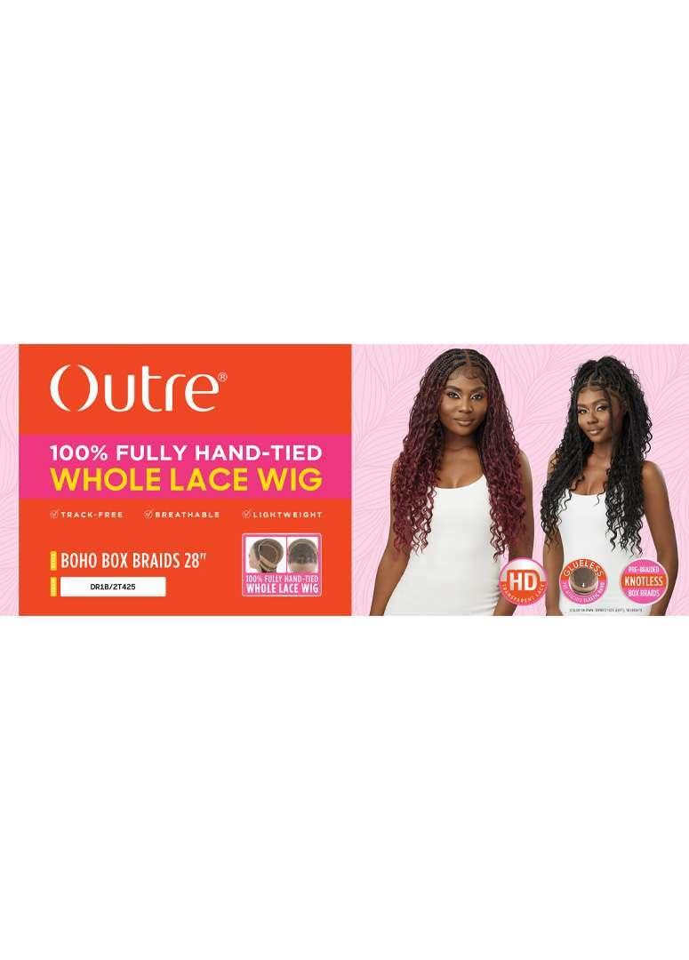 Outre Outre - 100% Fully Hand Tied Whole Lace Wig - Boho Box Braids 28\" (CT/MACCHIATO)