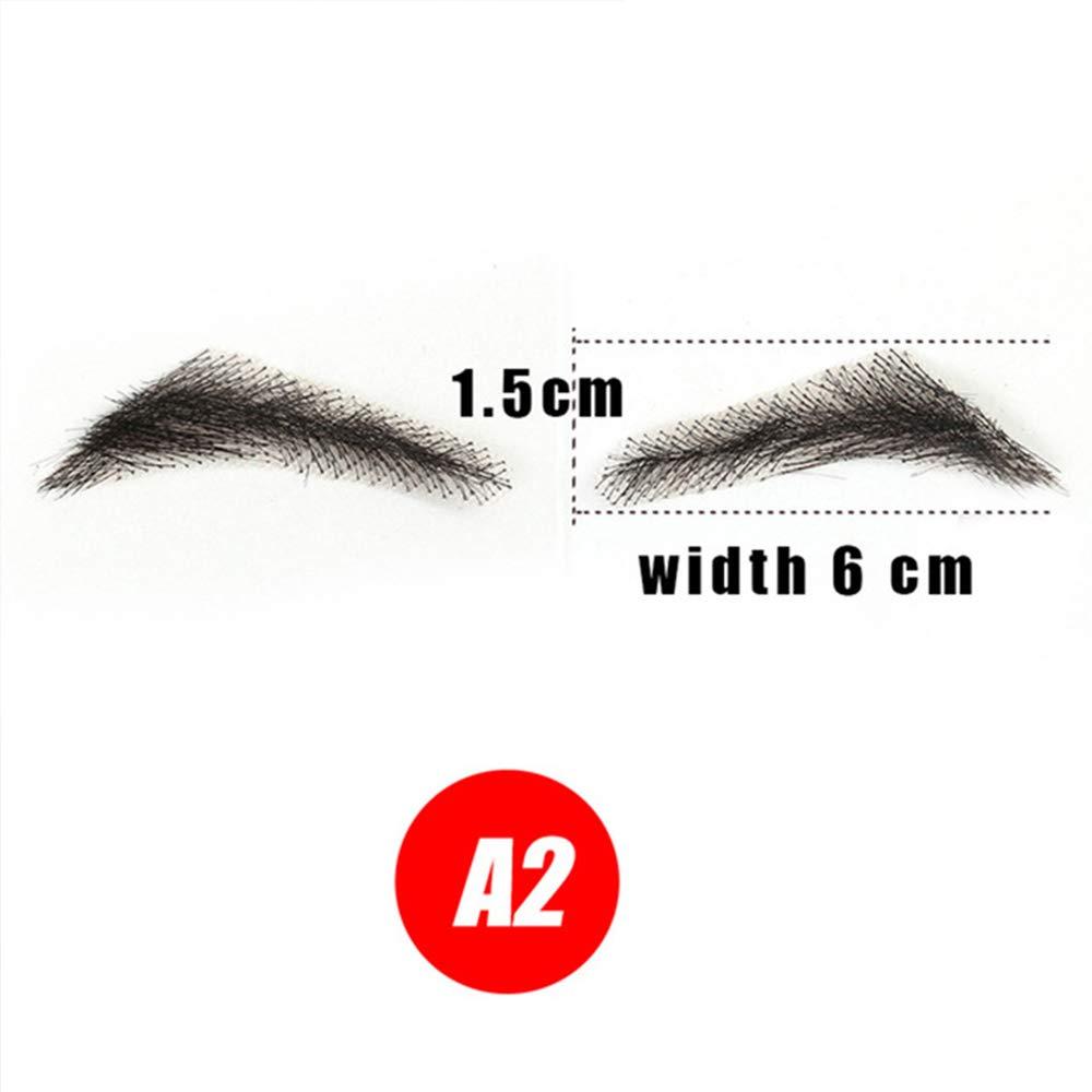 CliCling 100% Human Hair False Brows for Men and Women Re-Usable Lace Base Fake Eyebrows Black Color (MM-A2)
