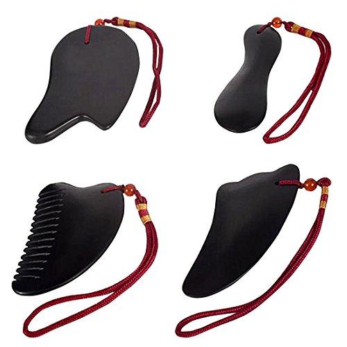 fengshuisale Feng Shui Natural Stone Needle Scraping Plate Set Four-Piece Set Face Back Beauty And Health General W3448