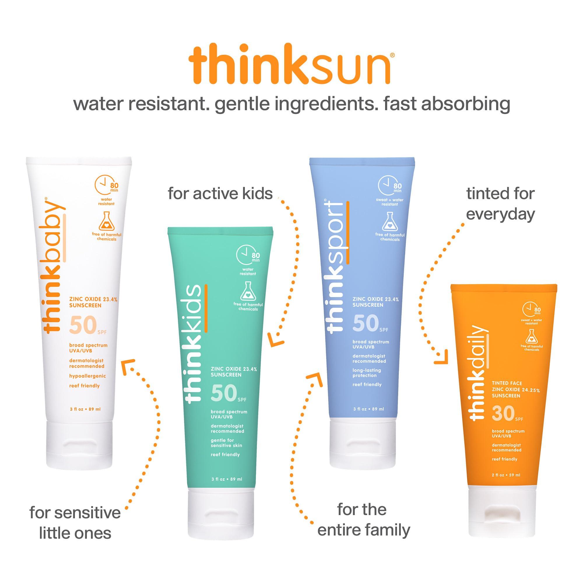 THINK Thinksport Kids SPF 30 Mineral Sunscreen Stick, 0.64 Oz, Safe, Natural, Water Resistant Reef Safe Sunscreen for Children, Broad Spectrum UVA/UVB Sun Screen, Travel Stick for Sun Protection