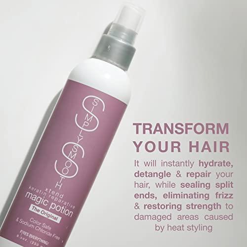 SIMPLY SMOOTH SIMPLY SMOOTH Xtend Keratin Reparative Magic Potion Original Leave In Conditioner Detangler & Heat Protection Styling Spray Repair & Reduce Breakage Color Safe & Sodium Chloride Free 16 Oz.