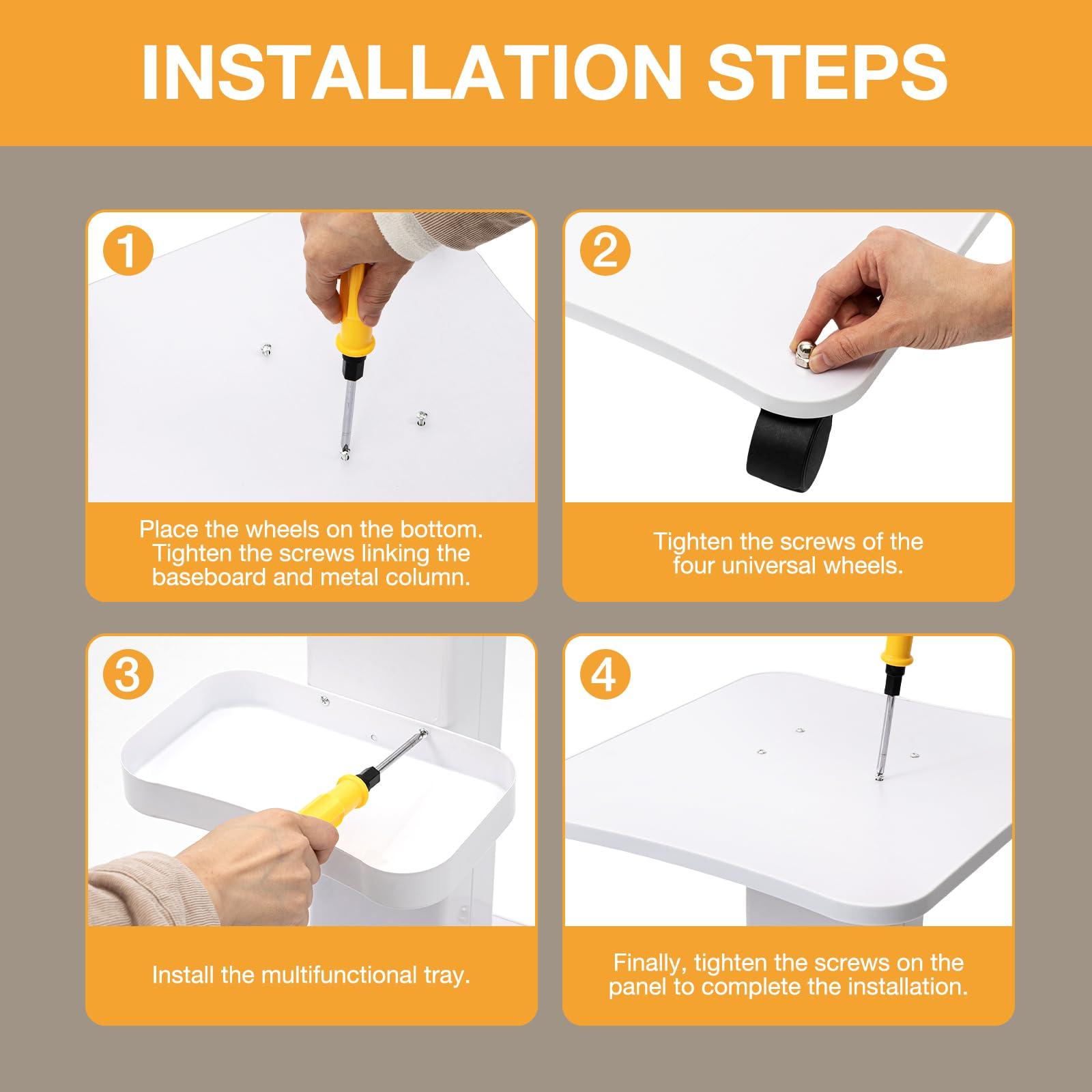 CheriMuMu CheriMuMu Beauty Salon Trolley Cart, Portable Beauty Tray Spa Trolley Stand Salon Rolling Tray Cart, Beauty Instrument Storage Tray Mobile Cart with 360 Rotatable Swivel Wheel, Load 88.18lbs