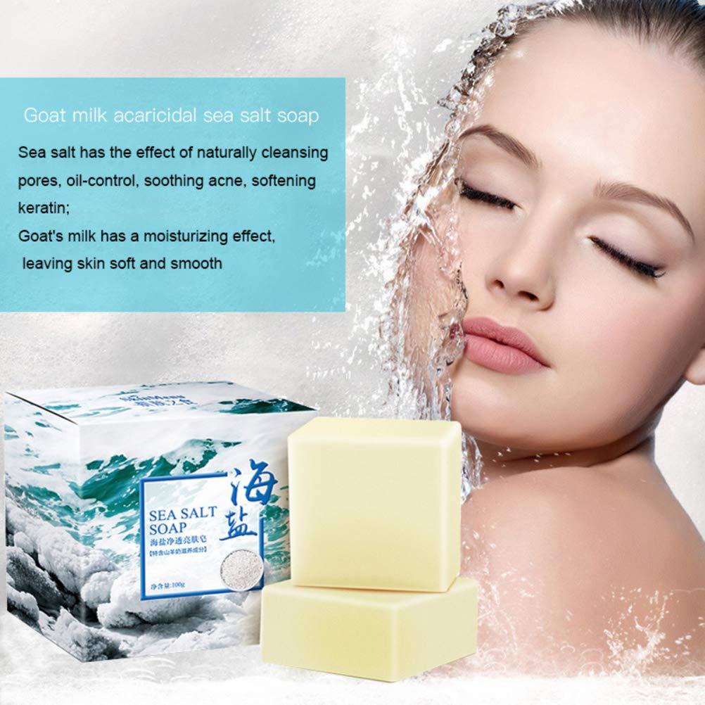 Fabulure Soap with Sea Salt Natural Goat's Milk for Face Dry and Natural Oily Skin, Remove Acne Anti-cellulite Soap (3.52 Oz)