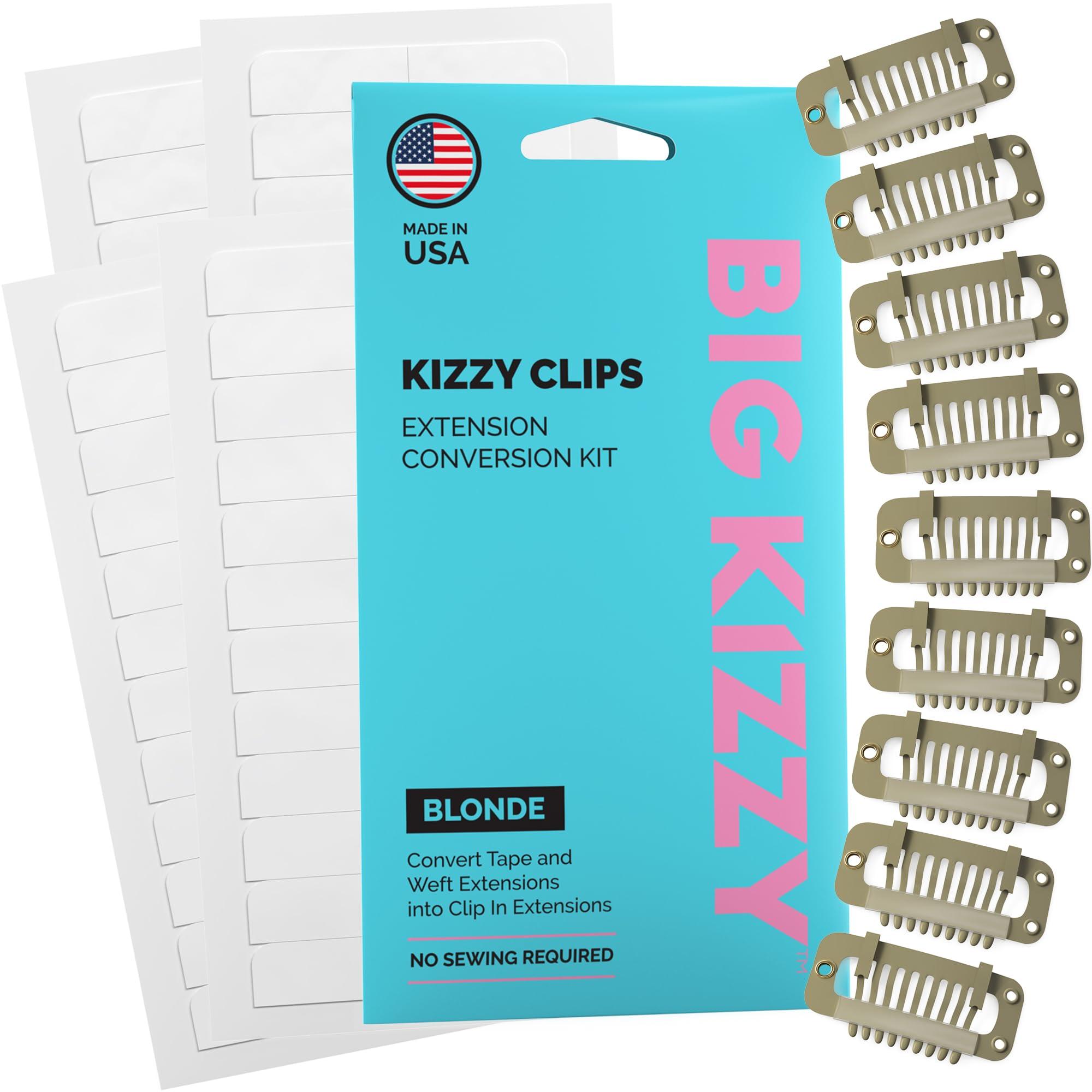 Big Kizzy DIY Clip In Hair Extensions Kit - Convert Tape In Human Hair Extensions into Custom Clip in Set - Snap Clips, No Sewing Required - Kizzy Clips (Blonde) by Big Kizzy