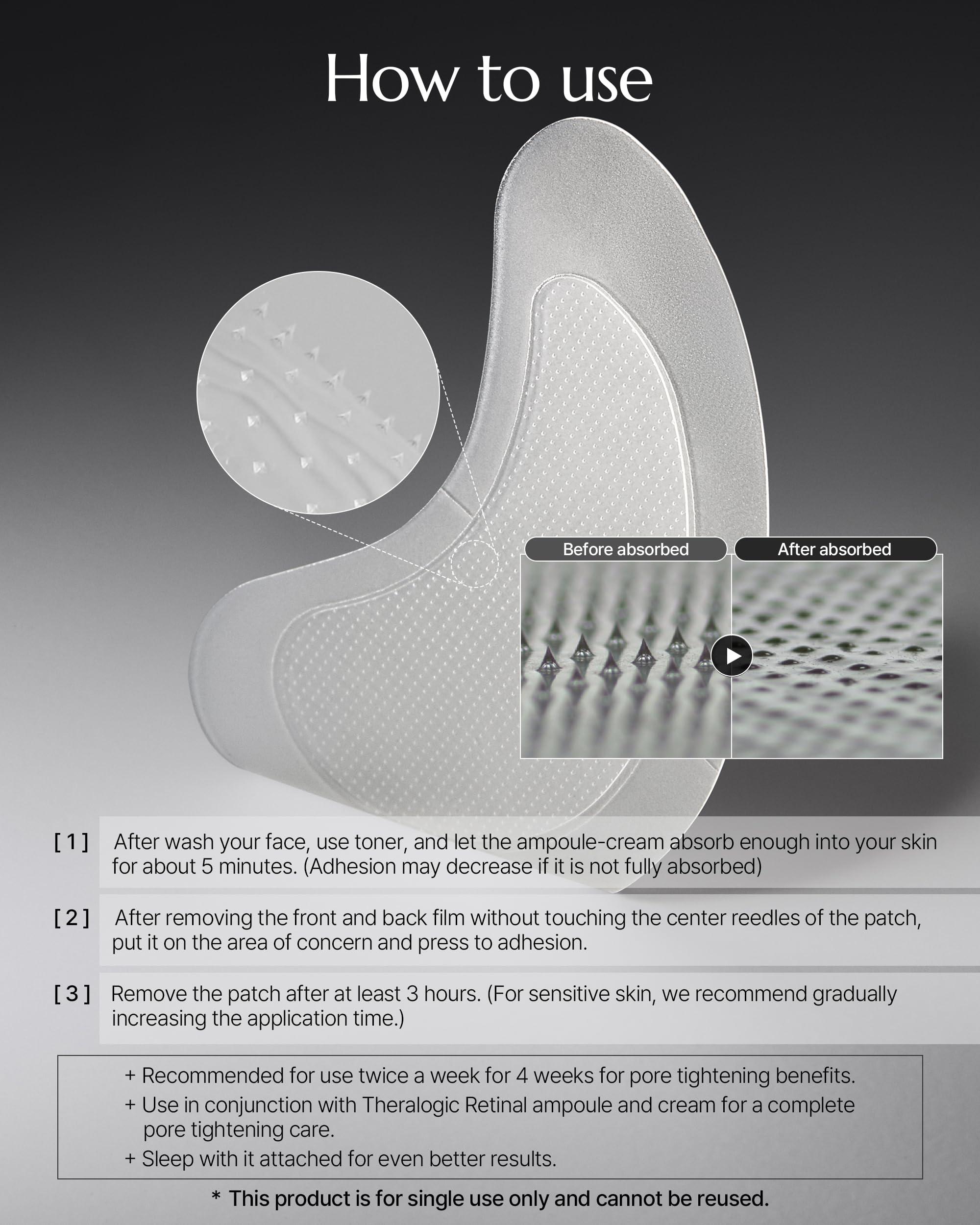 theralogic theralogic Pro Expert Retinal Reedlepatch 2200 shot - High-Efficacy Pore Elasticity Enhancement with 0.3% Retinal Patches - Vegan Dermatologically Tested, Disposable, 1 Pair