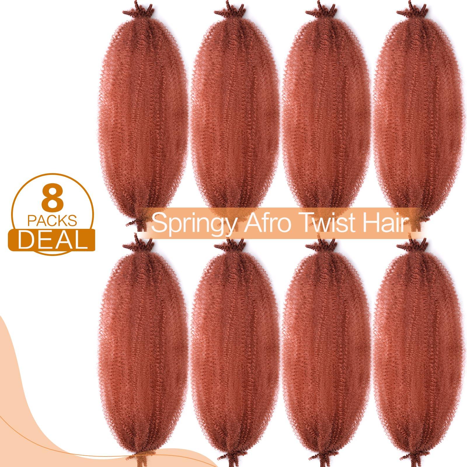 Yufeihe Hair Afro Twist Hair for Black Women Kinky Twist Hair 8 Packs Marley Hair Afro Synthetic Protective Spring Twist Hair 24 Inches Kinky Curly Hair(24 Inch,8Pack,350#)