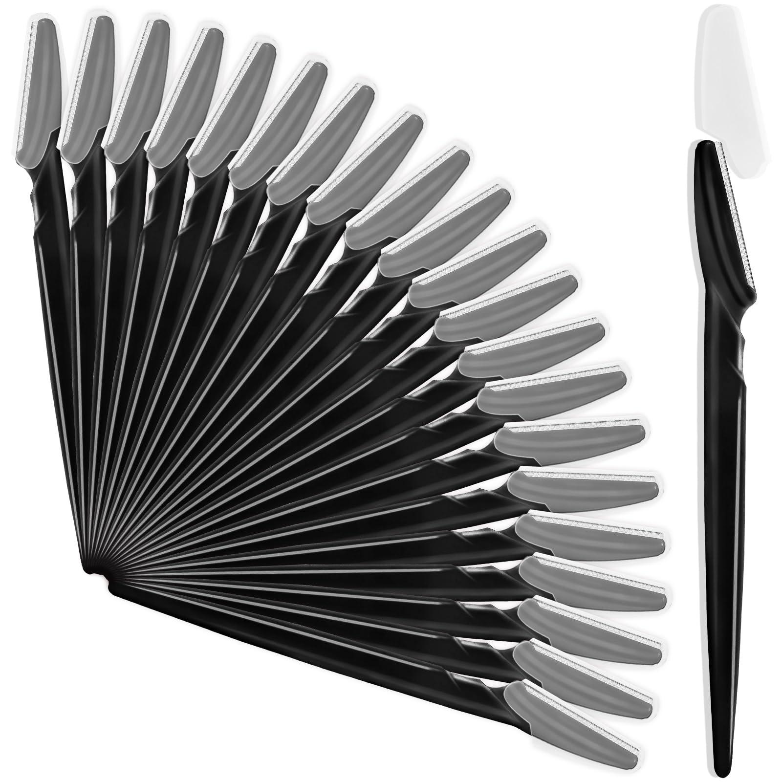HFATMOS HFATMOS 21 Pcs Eyebrow Razors, Face Razors Multipurpose, Exfoliating Dermaplaning Tools, Eyebrow Trimmers Shaver with Safety Cover, Facial Hair Removal for Women Men Body Use (Black)