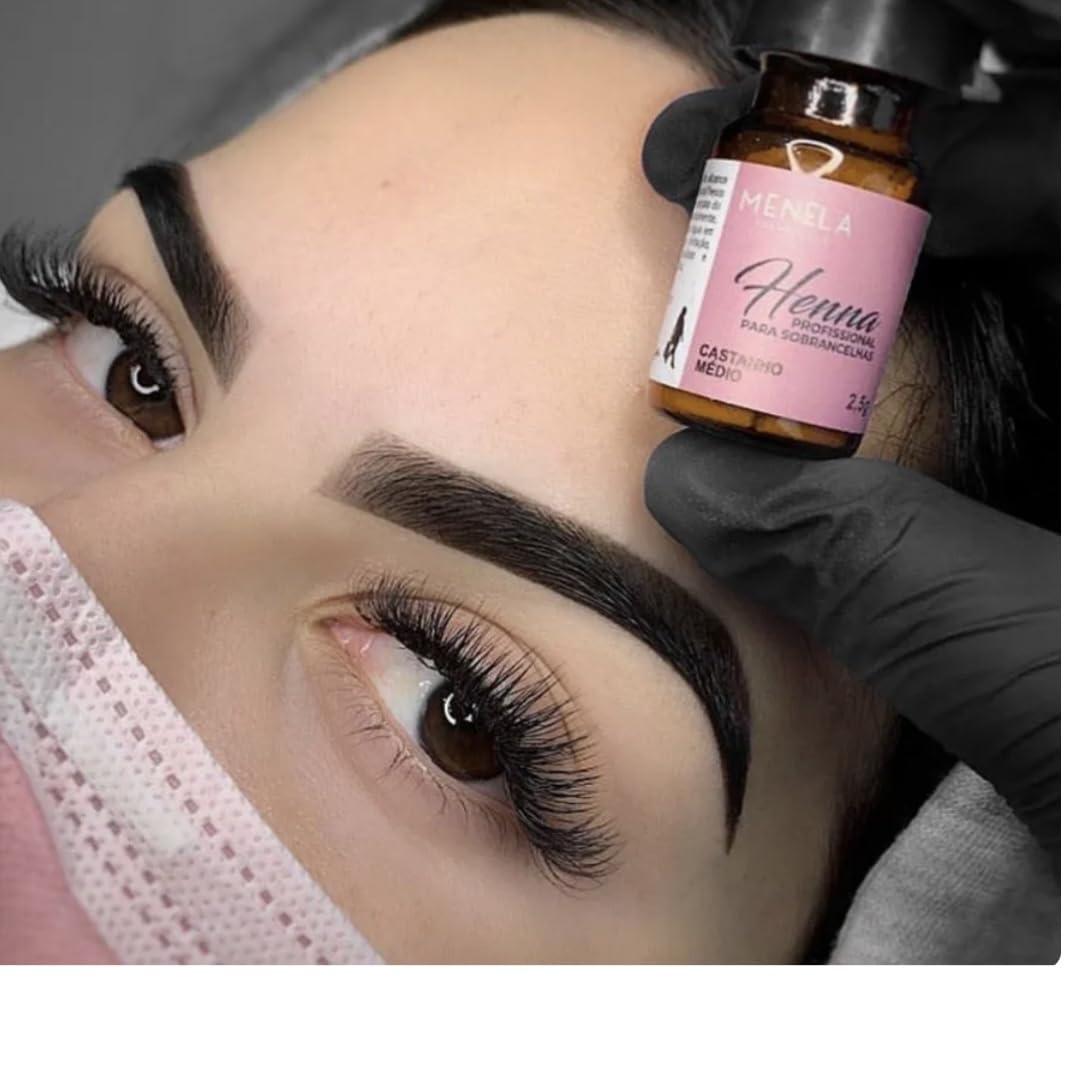 Menela MENELA Eyebrow Henna Tint - Black Henna Brow Dye with Bamboo Extract for Long-Lasting, Natural-Looking Brows - 2.5g Tint & 15ml Fixer - Perfect Eyebrow Tinting Kit