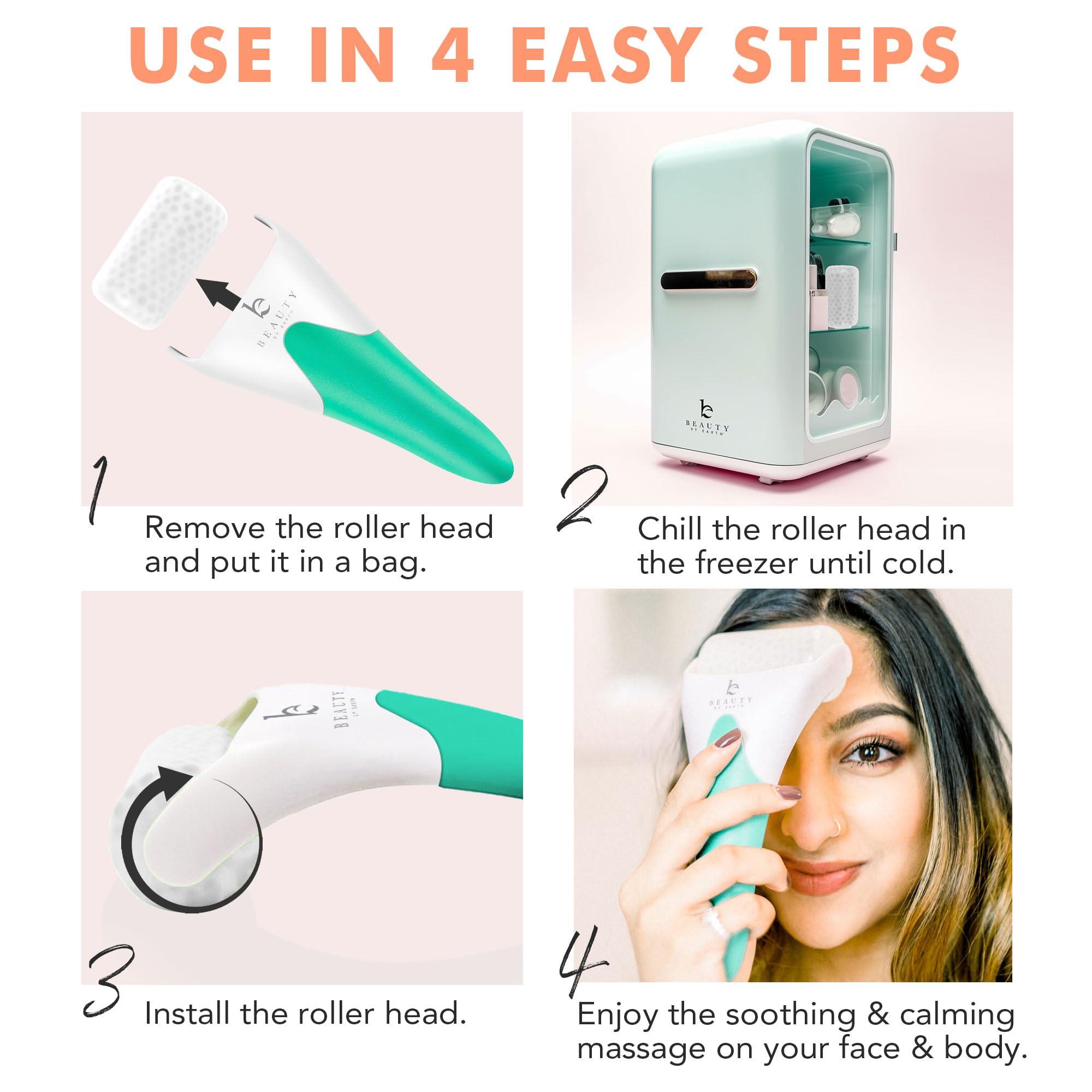 Beauty by Earth Ice Roller for Face - Smoothes Fine Lines & Wrinkles, Face & Eye Roller for Puffy Eyes, Skin Care Massager, Beauty Gift That Helps Relieve Migraines, Facial & Spa Gifts for Women