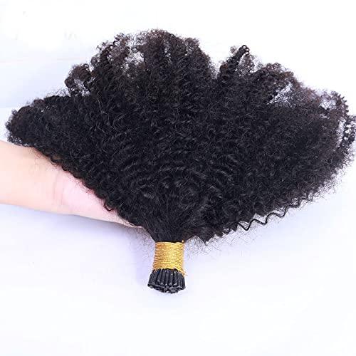 UMRHair 18inch Curly I Tip Hair Extensions Human Hair Afro Kinky Curly 4C 4B ITip Hair for Women 100strands/Bundle 1Bundle 90g/Bundle Brazilian Microlink Beads Pre Bonded Keratin Fusion Easy Stick Tip