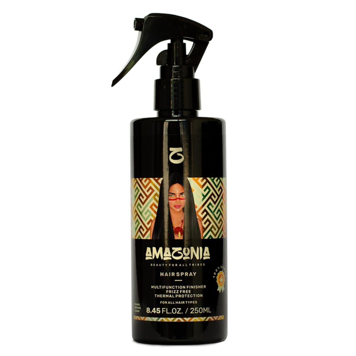 AMAZONIA BEAUTY FOR ALL TRIBES Organic Brazilian Keratin Hair Treatment Kit | Beauty For All Tribes | 3 Products: Pre-Treatment Detox Shampoo | Keratin Reducer Straightening Anti-Frizz | Multifunction Finishing Spray
