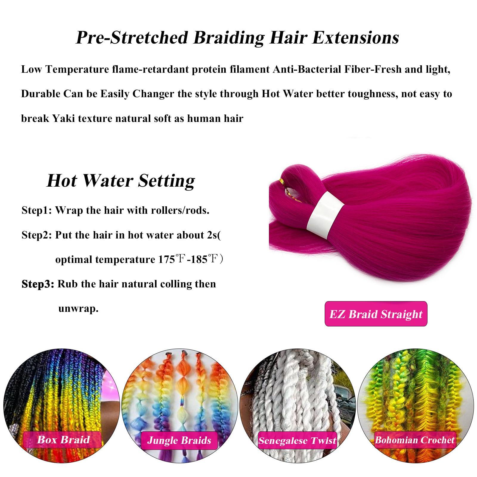 Ai Yuchen Ai Yuchen Kids Pink Braiding Hair Pre Stretched Short Braiding Hair Extensions for Braiding Box Braids Knotless Prestretched Braiding Hair 16 Inch
