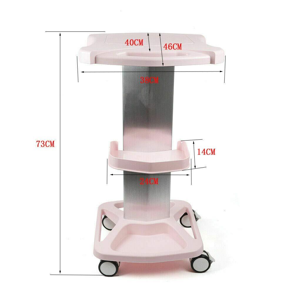 LYNICESHOP Salon Trolley Cart - Aluminum Mobile Trolley Stand Medical Rolling Carts for Machine Manicure Spa Shelf (Pink)