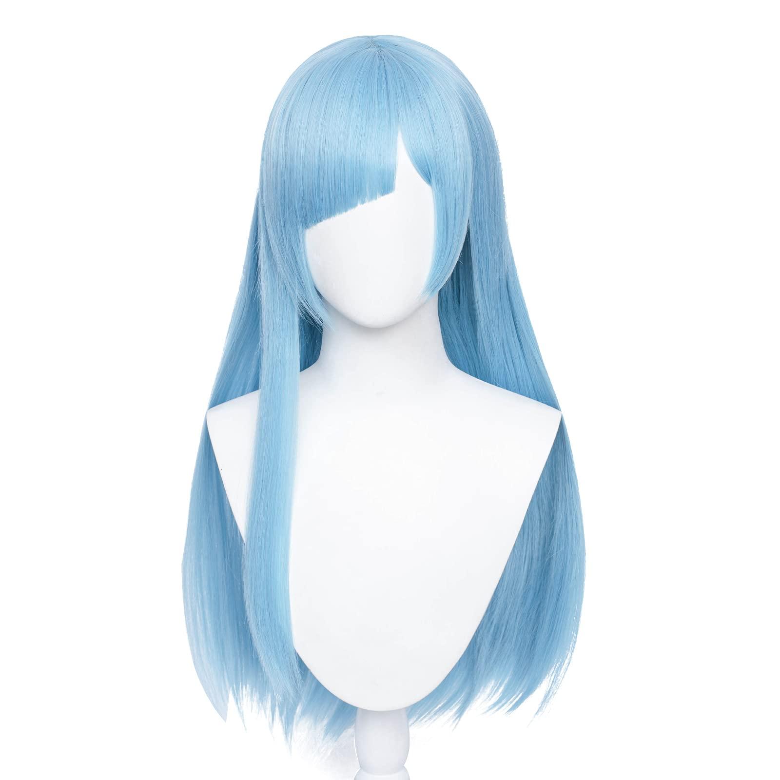 Aicos Blue Straight Cosplay Wig | Alacos Cosplay Wig for Jujutsu Kaisen Miwa Kasumi + Free Cap