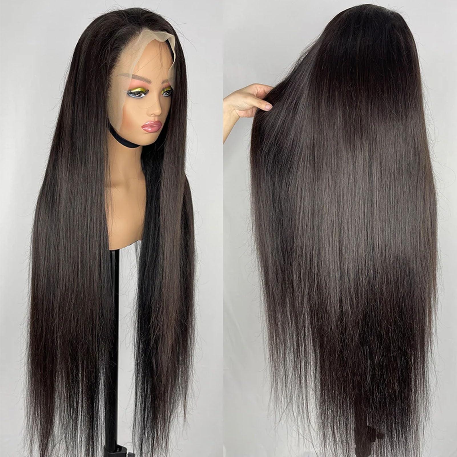 yuccy yuccy 40 Inch Wig Human Hair 13x4 Straight Lace Front Wigs Human Hair 200% Density Glueless Wigs Human Hair Pre Plucked HD Transparent Lace Frontal Wigs Human Hair Wigs for Black Women