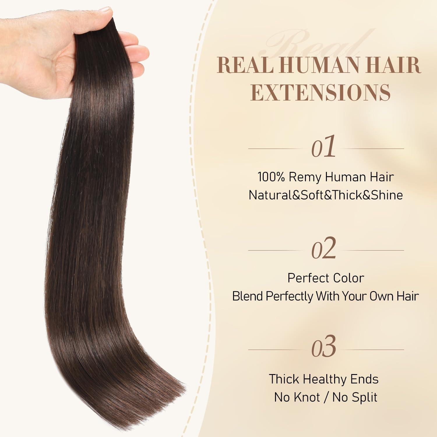 YGP YGP Brown Tape in Hair Extensions Human Hair 22 Inch 50g 20 pcs Dark Brown Tape in Extensions Seamless Skin Weft Invisible Tape Hair Extensions