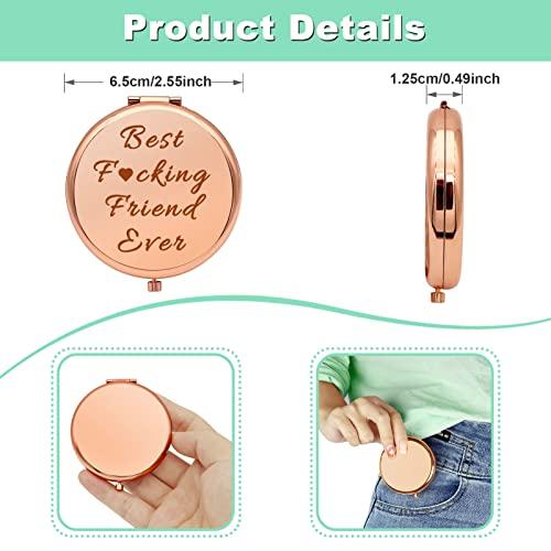 Mwphuy Funny Friendship Gifts for Women Compact Makeup Mirror for BFF Best Friend Besties Sister Best Friend Birthday Gifts for Women Folding Makeup Mirror Christmas Graduation Wedding Gifts