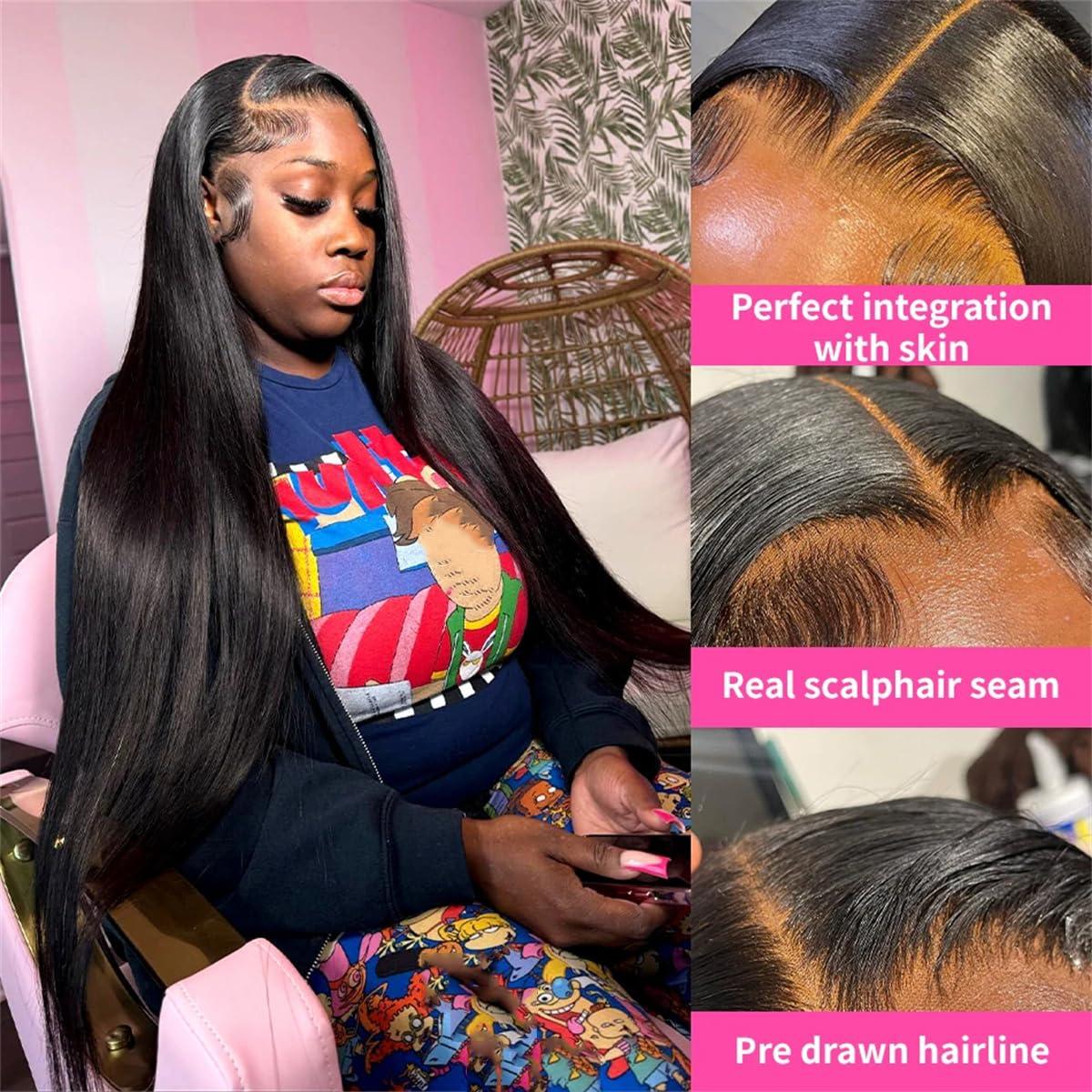 Human Lace Wig For Women 13X6 Human Hair Lace Frontal HD 40 Inch Straight Wigs 250 Density Remy Preplucked 13X4 Lace Front Wig For Women