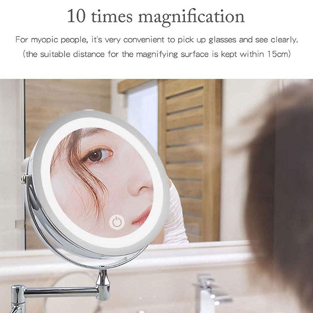 FSSSAZZZZZZZZZZZ Vanity Mirror, Makeup Mirror Vanity Mirror Bathroom Makeup Mirror,Magnifying Wall Mounted Swivel LED Vanity Mirror for Bathroom Hotels Dressing Tables Bedroom Cosmetic Mirror Home