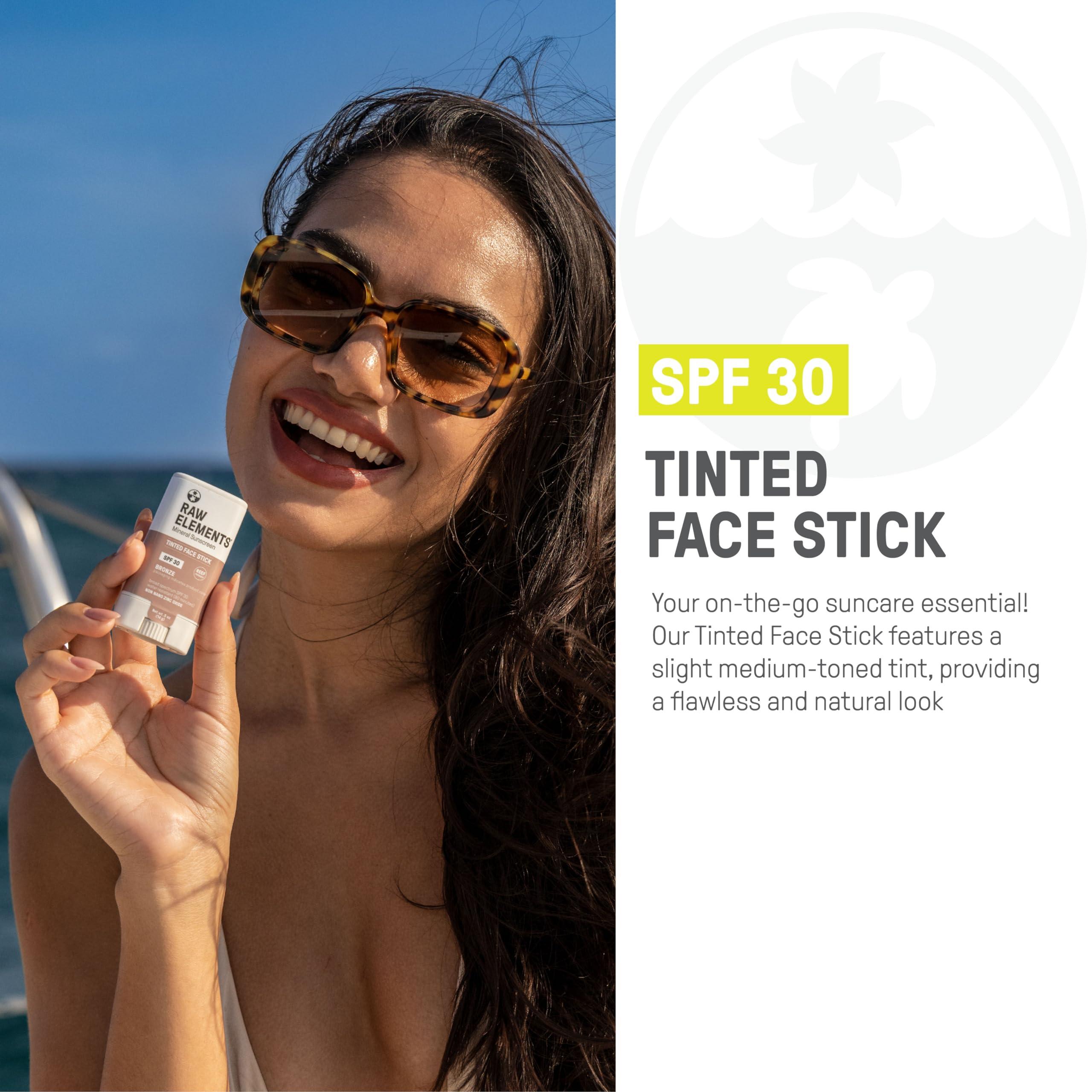 RAW ELEMENTS Raw Element Ultra-Moisturizing Face Tint Sunscreen, SPF 30+, Non Toxic Mineral Face Cream, Non Nano Zinc Oxide, Reef Friendly, Safe for All Ages, 0.5 oz, Bronze, Pack of 1