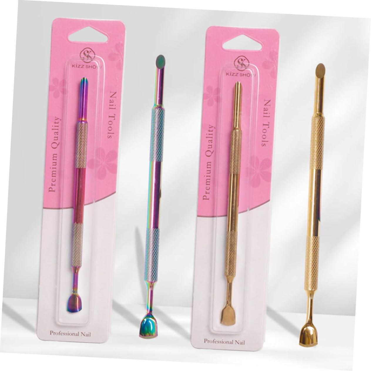 Healeved Healeved Stainless Steel Cuticle Pusher Dual Head Nail Tool with Nail Scraper for Salon Home and Travel