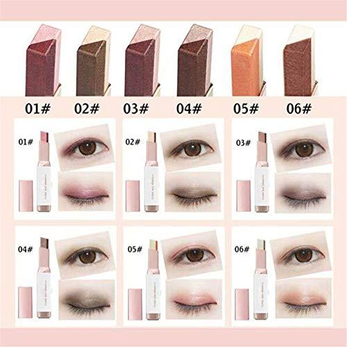 Deysen Two-Tone Eyeshadow Stick, Double Colors Eye Shadow Stick Glitter Shimmer Eyeshadow Gradient Eyeshadow Makeup Stick Waterproof Eyeshadow (#3 Red Brown)