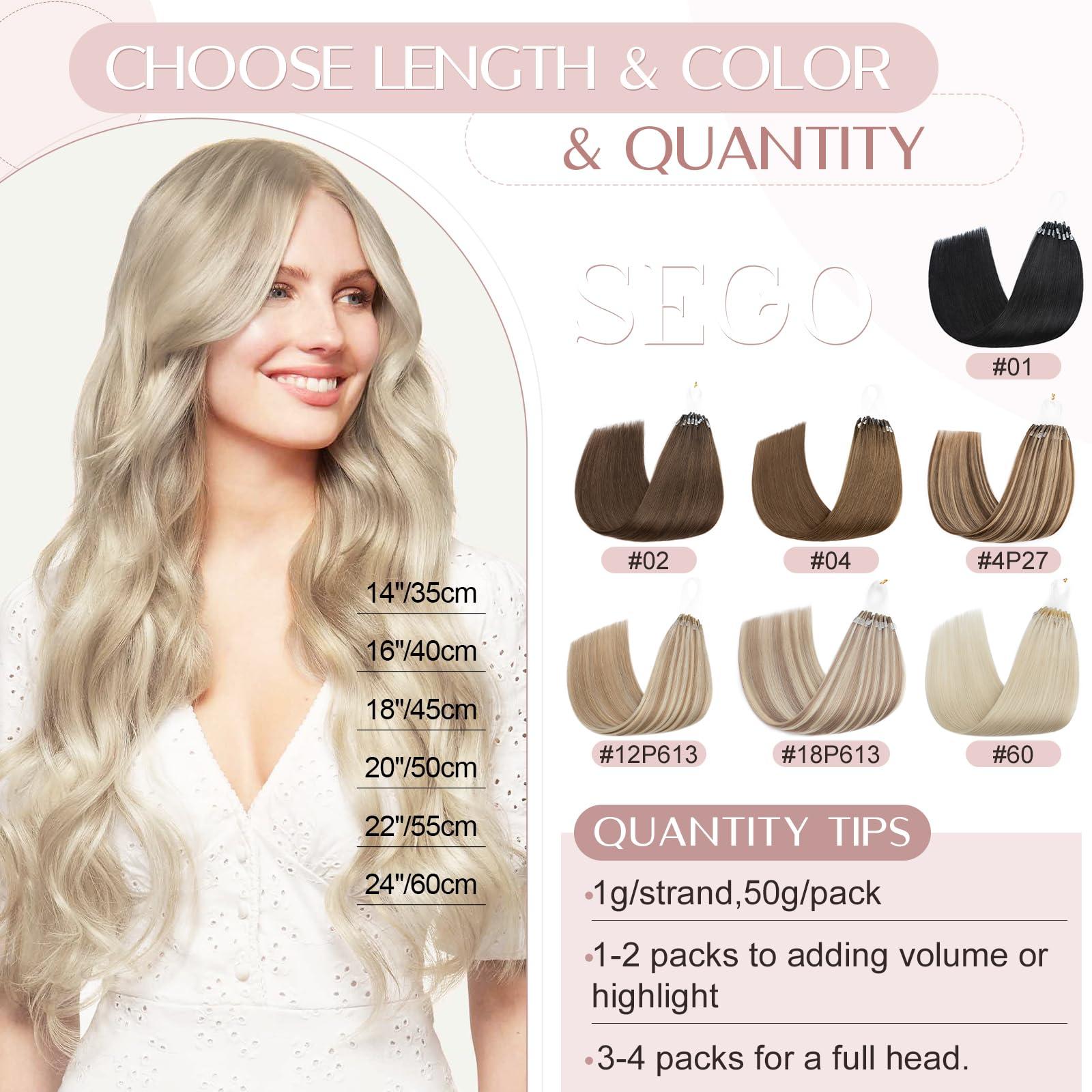 SEGO SEGO U Tip Hair Extensions Human Hair, Keratin Bonded & Loop Hair Extensions, K Tip Hot Fusion for Silky Straight Highlights, 1g per Strand, 50 Strands/50g, 18\" Ash Blonde Mix Bleach Blonde