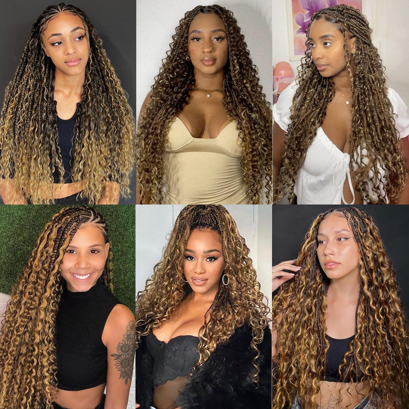 Brbeawor Human Braiding Hair for Boho Braids 4/27 Ombre 18 Inch Curly Human Hair for Boho Braids 2 Bundles 100g Boho Hair for Braiding 100% Deep Wave Bulk Human Hair for Boho Knotless Braids (P4/27, 18 inch)